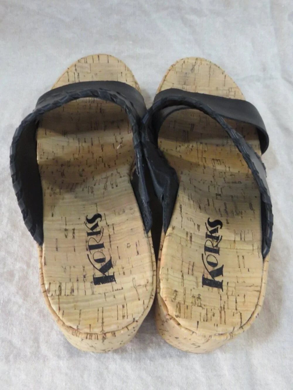 KORKS Kendri Sandals Black Leather SIZE 9 Whip Stitch Detail